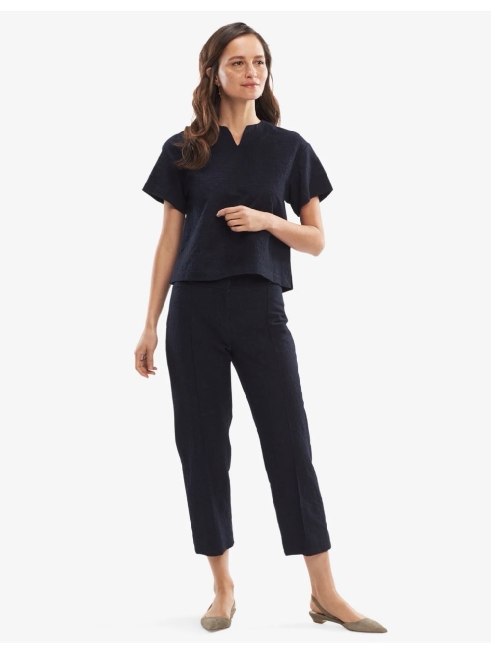 M.M. Lafleur Women’s Sz 6 Navy High Rise Pants Cotton Stretch Crop
